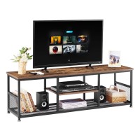 Vecelo Tv Stand Up To 55 Inches Entertainment Center Media Console Open Storage, Industrial Coffee Table With Metal Frame For Living Room And Bedroom, 47 Inch, Rustic Brown+Black