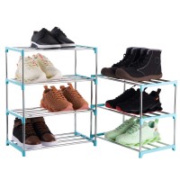 Xerhnan 3Tier Stackable Small Shoe Rack Lightweight Shoe Shelf Storage Organizer For Entryway Hallway And Closetblue