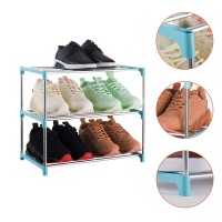 Xerhnan 3Tier Stackable Small Shoe Rack Lightweight Shoe Shelf Storage Organizer For Entryway Hallway And Closetblue