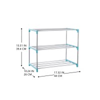 Xerhnan 3Tier Stackable Small Shoe Rack Lightweight Shoe Shelf Storage Organizer For Entryway Hallway And Closetblue