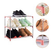 Xerhnan 3Tier Stackable Small Shoe Rack Lightweight Shoe Shelf Storage Organizer For Entryway Hallway And Closetpink