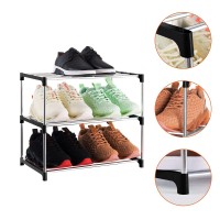 Xerhnan 3Tier Stackable Small Shoe Rack Lightweight Shoe Shelf Storage Organizer For Entryway Hallway And Closetblack