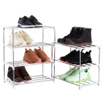 Xerhnan 3Tier Stackable Small Shoe Rack Lightweight Shoe Shelf Storage Organizer For Entryway Hallway And Closetwhite