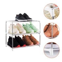 Xerhnan 3Tier Stackable Small Shoe Rack Lightweight Shoe Shelf Storage Organizer For Entryway Hallway And Closetwhite