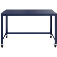 Lorell Mobile Desk Rectangle Top 48 Table Top Length x 24 Table Top Width 30 Height Assembly Required Navy Steel