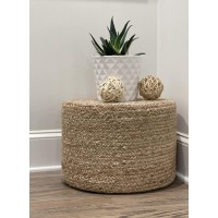 S & L Homes Pouf Ottoman - 100% Natural Jute Braided- Footrest Pouf Hand Knitted - Traditional Cord Boho Pouffe - For The Living Room, Bedroom, Nursery, Patio, Lounge (18?X18?X12?)