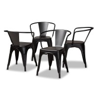 Baxton Studio Ryland Modern Industrial Black Finished Metal 4-Piece Dining Chair Set