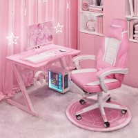 Lemberi Pink Gaming Chair With Footrest Kawaii Cute Pink Gamer Chair For Girl Girls Video Game Chairs Computer Gaming Chair Wit