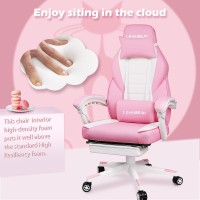 Lemberi Pink Gaming Chair With Footrest Kawaii Cute Pink Gamer Chair For Girl Girls Video Game Chairs Computer Gaming Chair Wit