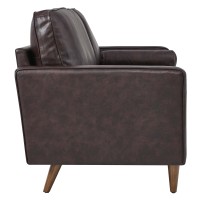 Modway Valour Modern Style Top Grain Leather Sofa In Brown Finish