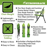 Strongback Camping Chair Guru 3.0 Heavy Duty Camping Chairs With Lumbar Support, Backpack Folding Camp Chair, Lime Green/Gray