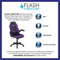 X10 Gaming Chair Racing Office Ergonomic Computer PC Adjustable Swivel Chair with Flip-up Arms, Purple/Black LeatherSoft