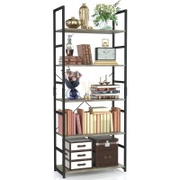 Numenn 5 Tier Bookshelf Tall Bookcase Shelf Storage Organizer Modern Book Shelf For Bedroom Living Room And Home Office Grey