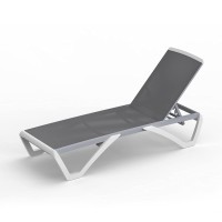 Domi Patio Chaise Lounge Outdoor Aluminum Polypropylene Chair With Adjustable Backrest,For Beach,Yard,Balcony,Poolside Sunbathing Chair (1 Grey Chair)