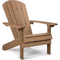 Yefu Plastic Adirondack Chairs Weather Resistant, Patio Chairs 5 Steps Easy Installation, Looks Exactly Like Real Wood, Widely Used In Outdoor, Fire Pit, Deck, Lawn, Outside, Garden Chairs (Teak)