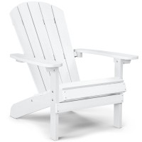 Yefu Plastic Adirondack Chairs Weather Resistant, Patio Chairs 5 Steps Easy Installation, Like Real Wood, Widely Used In Outdoor, Fire Pit, Deck, Lawn, Outside, Garden Chairs (White)