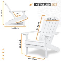 Adirondack Chairs Set Of 2 Plastic Weather Resistant  Outdoor Chairs 5 Steps Easy Installation  Like Real Wood  Widely Used In Outdoor  Patio  Lawn  Fire Pit  Deck  Outside  Garden Chairs (White)