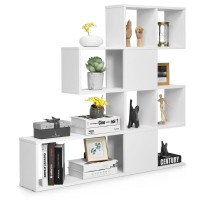 Tangkula 8 Cubes Bookshelf, Modern Ladder Corner Bookcase, 8-Cube Open Stepped Storage Bookcase, 5-Tier Display Shelf For Home Office, 47 X 8 X 43 Inch, Living Room Divider Bookcase