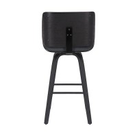 Armen Living Tyler Mid Century Modern Swivel Bar Stool For Kitchen Island Counter In Gray Faux Leather And Black Wood, 30