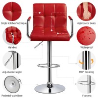 Yaheetech Tall Bar Stools Set Of 2 Modern Square Pu Leather Adjustable Barstools Counter Height Stools With Arms And Back Bar Ch