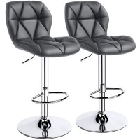 Yaheetech Bar Stools Set Of 2 Counter Stool Bar Chairs With Backrest Height Adjustable Swivel Tall Bar Stools Modern Pu Leather