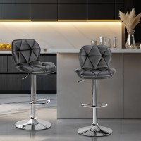 Yaheetech Bar Stools Set Of 2 Counter Stool Bar Chairs With Backrest Height Adjustable Swivel Tall Bar Stools Modern Pu Leather