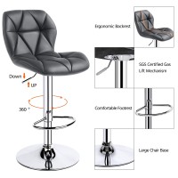 Yaheetech Bar Stools Set Of 2 Counter Stool Bar Chairs With Backrest Height Adjustable Swivel Tall Bar Stools Modern Pu Leather