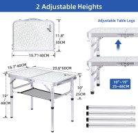 Sportneer Folding Camping Table Adjustable Height Small Folding Table Portable Camp Tables 236 L X 157 W 2 Height Wit