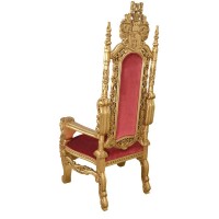 King Chair in Gold Leaf and Burgandy Velvet