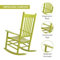 Shine Company Vermont Porch Rocker High Back Wood Rocking Chair Lime