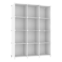 Awtatos Cube Storage Organizer Storage 12 Cube Bookshelf Diy Plastic Closet Clothes Storage Shelves With Wooden Mallet Stackabl