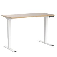 Flexispot Pro Bamboo 3 Stages Dual Motor Electric Standing Desk 55X28 Inch Whole-Piece Desk Board Height Adjustable Desk Electric Sit Stand Up Desk Modern Desk (White Frame + Bamboo Desktop)