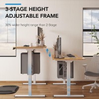 Flexispot Pro Bamboo 3 Stages Dual Motor Electric Standing Desk 55X28 Inch Whole-Piece Desk Board Height Adjustable Desk Electric Sit Stand Up Desk Modern Desk (White Frame + Bamboo Desktop)