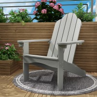 Lue Bona Adirondack Chair Weather Resistant Gray Outdoor Patio Chair Adirondack Chairs With Cup Holder 350Lbs Modern Adironda