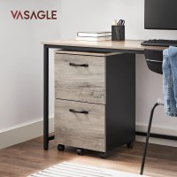 Vasagle 2-Drawer File Cabinet, Filing Cabinet For Home Office, Small Rolling File Cabinet, Printer Stand, For A4, Letter-Size Files, Hanging File Folders, Modern Style, Greige And Black Uofc040B02