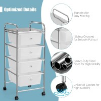Goflame 4-Drawer Rolling Storage Cart, Multipurpose Movable Organizer Cart, Utility Cart For Home Office School