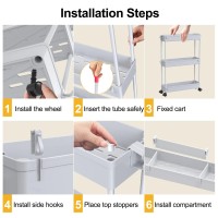 Spacelead Slim Storage Cart 4 Tier Bathroom Storage Organizer Rolling Utility Cart Mobile Shelving Unit Slide Out Storage Cart