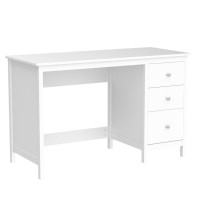 Tangkula White Desk With Drawers, Modern Home Office Computer Desk With Storage Drawers & Spacious Desktop, Compact Writing Study Desk Laptop Desk For Bedroom, Multipurpose Workstation