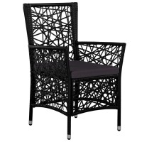 Vidaxl 9-Piece Patio Dining Set - Poly Rattan Outdoor Furniture With Open Weave Pattern - Includes Table, 8 Chairs With Removable Cushions, Black