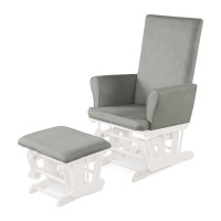 Costzon Glider And Ottoman Set, Wood Baby Rocker Nursery Furniture For Napping Reading Nursing, Cleanable Upholstered Comfort Rocking Nursery Chair With Detachable Cushion (Light Gray)