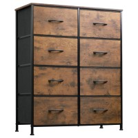Wlive Fabric Dresser For Bedroom, Tall Dresser With 8 Drawers, Storage Tower With Fabric Bins, Double Dresser, Chest Of Drawers For Closet, Living Room, Hallway, Rustic Brown