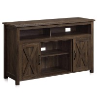 Belleze Modern 48 Inch Barn Door Wood Tv Stand & Media Entertainment Center Console Table For Tvs Up To 50 Inches With Two Open Shelves And Cabinets - Corin (Stone Grey)