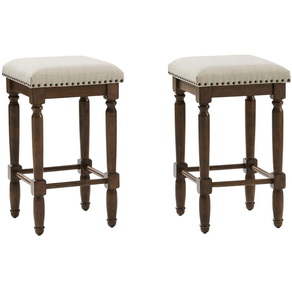 Crosley Furniture Aldrich Upholstered Square Seat Counter Stool (Set Of 2), Oatmeal
