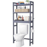 Homykic Over The Toilet Storage Bamboo 3Tier Overthetoilet Space Saver Shelf Organizer Rack Stable Freestanding Above Toile