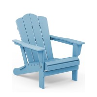 Kingyes Folding Adirondack Chair Hdpe Allweather Folding Adirondack Chair Light Blue