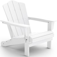 Kingyes Folding Adirondack Chair, Hdpe All-Weather Folding Adirondack Chair, White