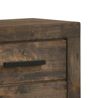 Wooden Nightstand with 2 Drawers and Grain Details, Brown