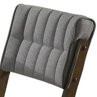 Side Chair with Tufted Back and Welt Trimming, Set of 2, Gray and Brown