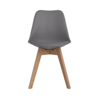 Side Chair with Counter Design and Angled Wooden Legs, Set of 2, Gray