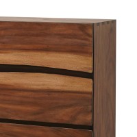 Wooden Chest with 4 Drawers and Live Edge Details, Brown